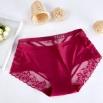 1819 Sexy Lace Women Floral Silky Briefs Underwear Seamless Ice Silk Panties