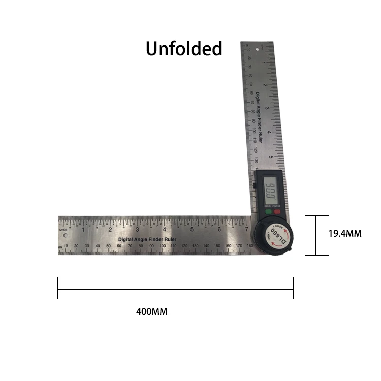 200mm Stainless Steel Digital Angle Ruler Angle Finding Range 0-999.9 Degrees Bevel Protractor