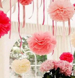 2016 hot selling 14 inch hanging Paper Tissue Pom Flower for Wedding Decorations