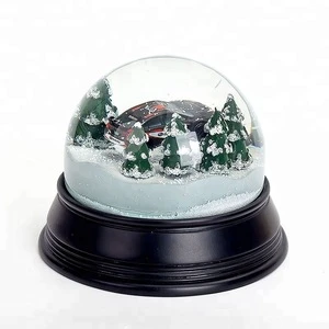 2018 New Arrival Special Glass Cover Car Model Snow Globe Black Base Company Promotion Gifts High-End 120mm Snowball