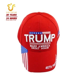 2019 Promotional 100% acrylic 6 panel high quality baseball cap custom 3d embroidery cap trump hats made America great again