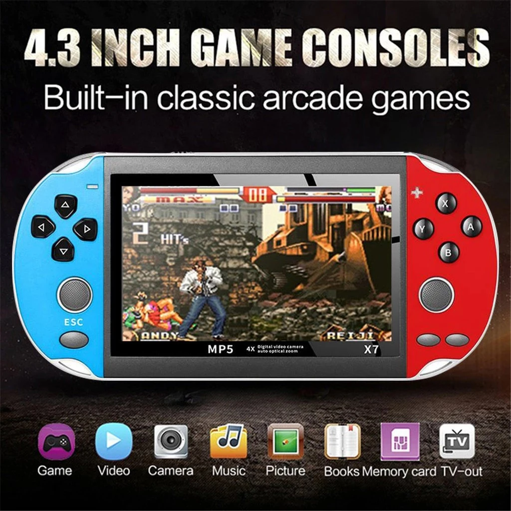 2020 Christmas Gifts Wholesale Newest X7 Portable Retro Video Game Console Built in 8GB 4.3 64Bit Handheld Game Player