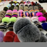 2020 HOT NEW Fashion real fur slides wholesale women raccoon fox fur slippers furry outdoor sandals