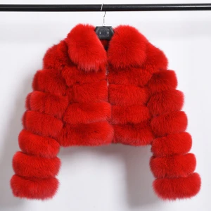 2020 Kids Little Girls Colored Short Crapped Bubble Real Fox Fur Coat For Woman Trendy