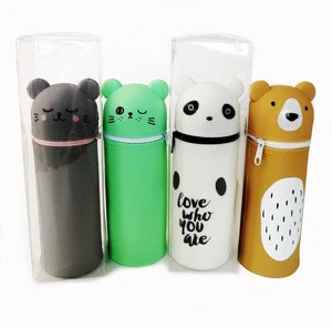 2020 New Large Space Animal Shape Kawaii Multi-Colored Cartoon Pouch Kids Pencil Box Pen Case Silicone Pen Bag