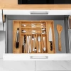 2021 Factory supplier adjustable bamboo fiber drawer organizer kitchen wooden drawer organizer