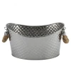 2021 hot sale hammered stainless steel metal champagne ice bucket With corresponding handles on both sides