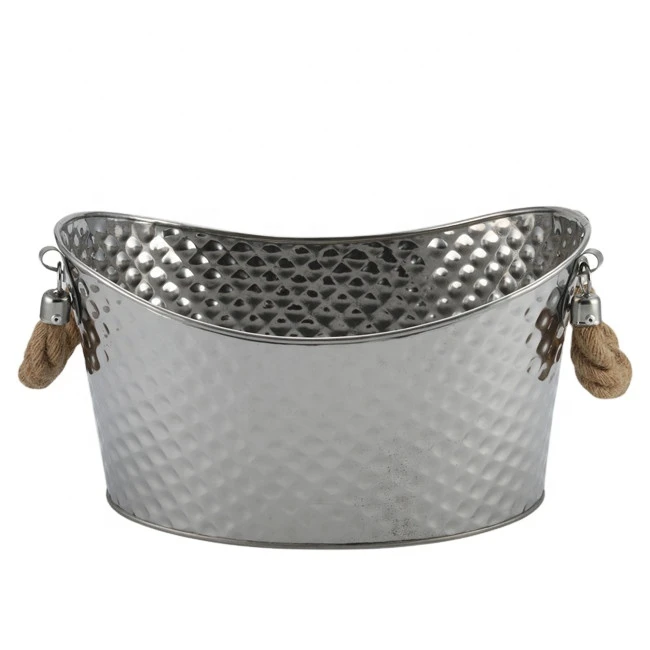 2021 hot sale hammered stainless steel metal champagne ice bucket With corresponding handles on both sides