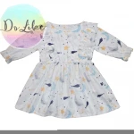 2021 woven fabric solid color baby dresses ruffle children clothes boutique girl dress
