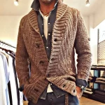 2023 autumn and winter casual fashion long-sleeved thick-knit sweater sweater lapel mens cardigan