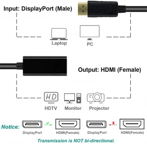 20cm Gold-Plated DP Display Port DisplayPort to HDM I Male to Female Cable Adapter Converter