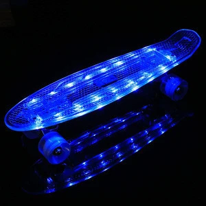 22 Inch Mini Cruiser Skateboard Crystal Clear Complete Skate Board with LED Light