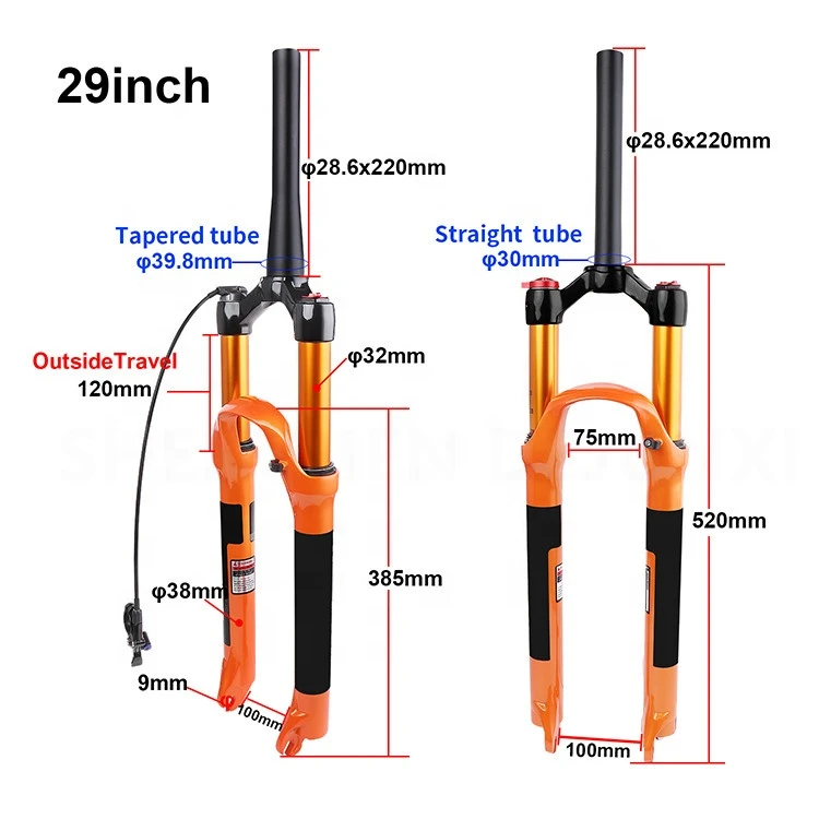 26" 27.5" 29" Magnesium Alloy Tapered Mountain Bike Fork Remote Control Bicycle Fork Lockout 29er