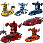 2InRC Car Transformation Robots Sports Vehicle Model Vehicle Toys Cool Deformation Change Remote Control Car Truck For Kids Toys