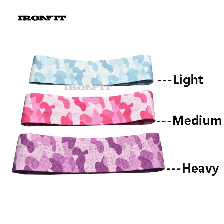 3 Levels Pink Camo Fabric Resistance Bands Hip Circle