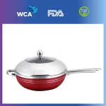 30cm water black non-stick stir fry wok pan, induction bottom, glass lid