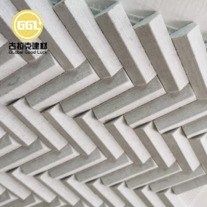 3D Beige Marble Herringbone Brush Surface Mosaic For Wall Decoration
