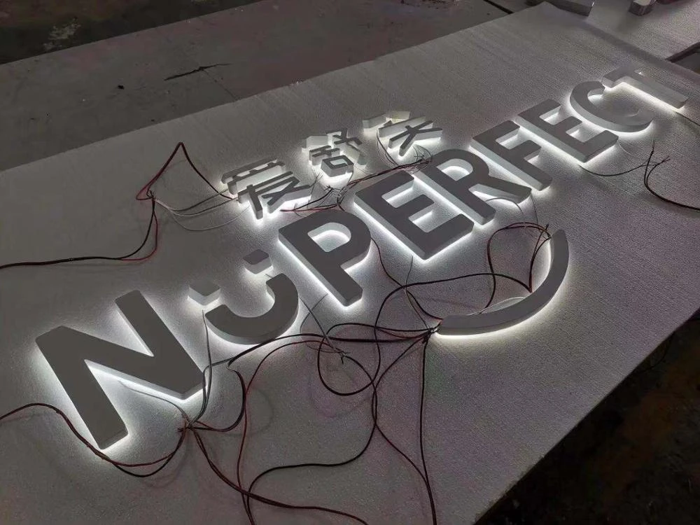 3D Led Backlit Letters Signs With Mirror Polished Gold Channel Hight Quality Led Sign Backlit Letter 3D