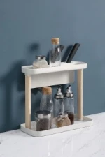 40CM Kitchen Shelf Drying Dryer Holder PP Plastic Stand Plate Spice Shelf Rack Two Tiers Dish Drainer Kitchen Storage