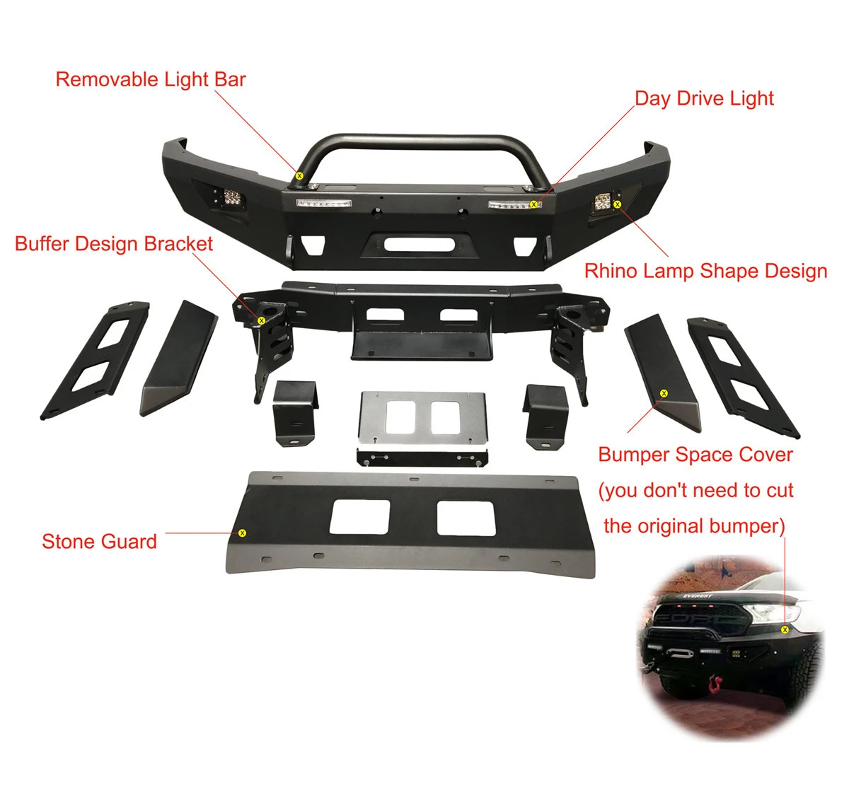 4x4 accessories off road auto body kit back bumper car bumper for Navara NP300 Front Bumper