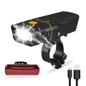 500LM usb rechargeable 5200mAh bike accessories tail front led bicycle light with tail light