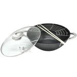 5PCS 26-32cm Size Cast Iron Wok with Lid