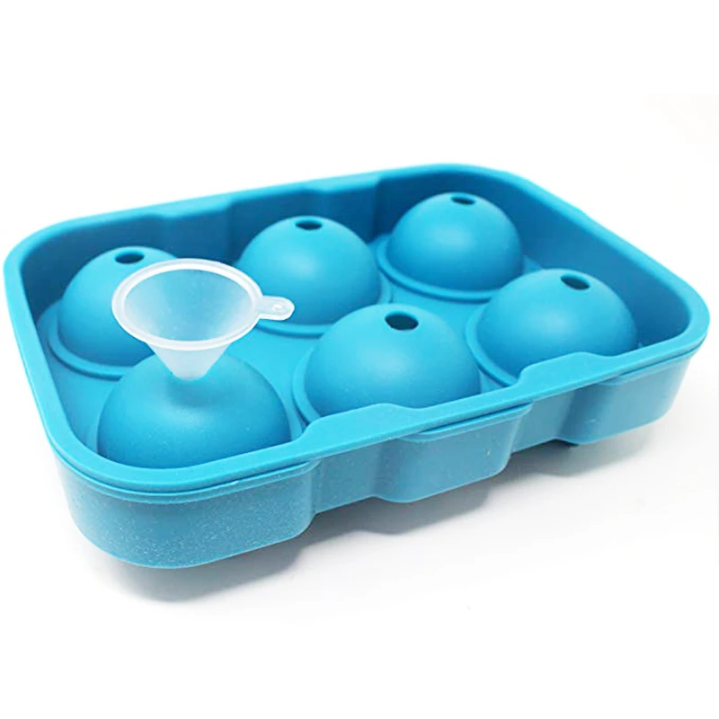 6 Cells Silicone Ice Cube Trays round ball sphere Ice Cream Mould Tools
