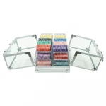 600pcs Transparent Silver Aluminum Double Open Case 600pcs EPT  Chips set Portable Suitcase Storage Box With 6 Acrylic Trays