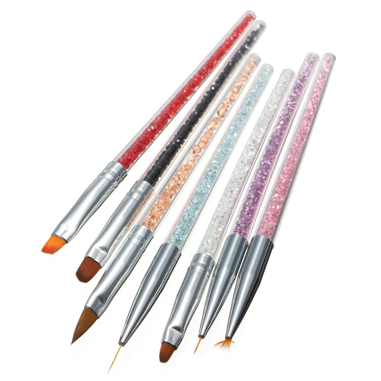 7PC High Quality Glitter 3D Nail Brushes Set Gel Acrylic Nail Art Liner Painting Tool Brushes For Nails