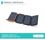 8000mah dual usb with led lamp power bank solar power bank waterproof foldable solar panel power bank mobile charger