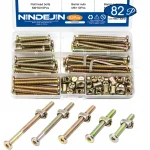82PCS Zinc Plated Hexagonal Socket Flat Head Furniture Hardware Screws Barrel Nuts M6 Furniture Fitting Screws Connecting Bolts