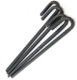 8pack 3/8'' Ground fence post repair stakes steel rebar garden staples j hook multipurpose steel pegs tent canopies yard pins