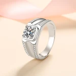 925 Silver Tuhau big man ring simulation diamond ring retro set with 1 carat Moissanite ring mens engagement wedding gift