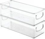 Acrylic Stackable Plastic Food Storage Bin with Handles for Kitchen Pantry, Cabinet, Refrigerator, Freezer