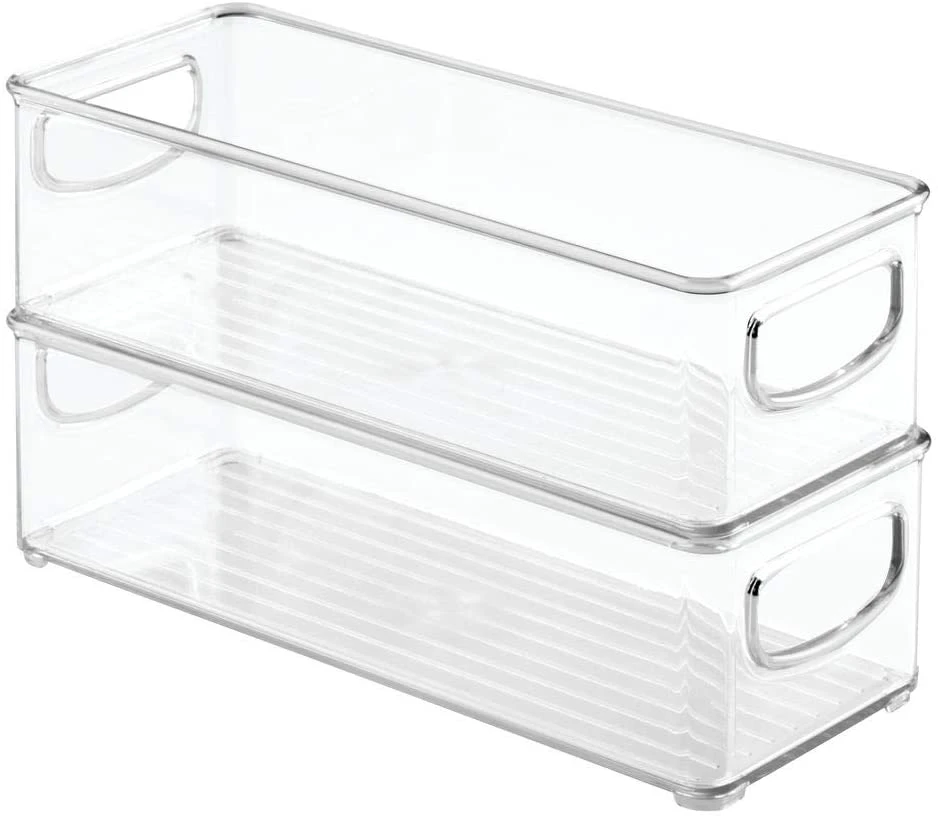 Acrylic Stackable Plastic Food Storage Bin with Handles for Kitchen Pantry, Cabinet, Refrigerator, Freezer