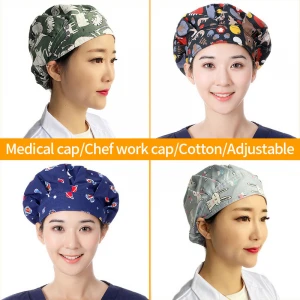 Adjustable Unisex sweat-absorbent Chef Caps hotel kitchen work Hats men&women printing Restaurant work cap for cooking Chef hats