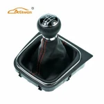 Aelwen Car Leather Gear Knob Used For GOLF 5 6-GEAR RED SEAM