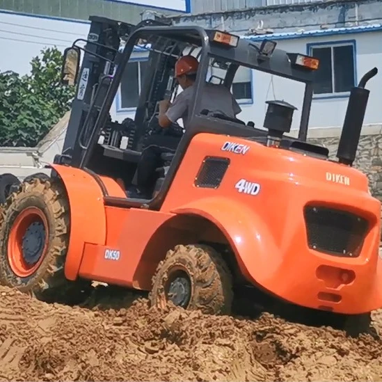 all wheel drive 5.0Ton 5000kgs heavy duty rough terrain diesel forklift truck