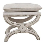Antique French Style Wood X-leg Bench Ottoman