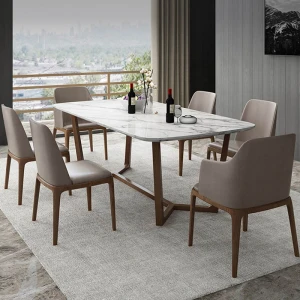 Artificial Korean Italian Dubai White Rectangle Luxury 6 8 10 12 Seater Marble Top Dining Table Sets