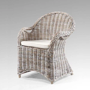 Athena Nostalgia Rattan Wicker Chair With Seat And Back Cushion