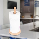 BAMBKIN Bamboo Paper Towel Holder, Kitchen Paper Hanger Rack Bathroom Towel Roll Stand Organizer Simply Standing Countertop