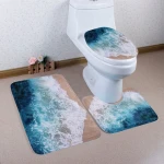Bath Rug Set 3 Piece Bathroom Contour Rug Toilet Mat Sets Non Slip Microfiber Bath Shower Mat U-Shaped Toilet Rug Combo Set