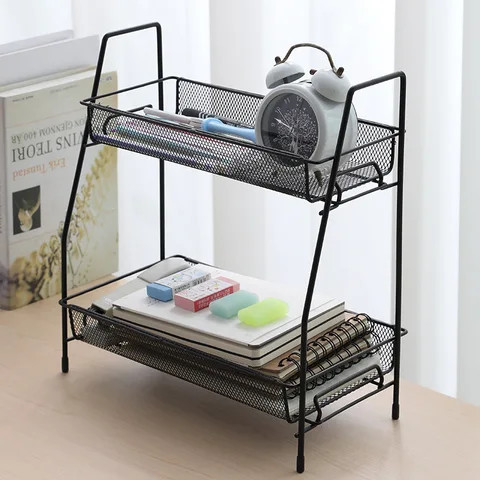 Buy Bathroom Countertop Organizer Shelf 2 Tier Counter Spice Rack Metal ...