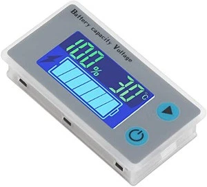 Battery Meter,   Digital Battery Remaining Capacity Percentage Level Voltage Temperature Monitor Tester, 10-100V 12V 36V