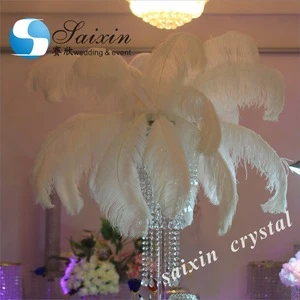 Beautiful crystal stand with ostrich feather for wedding event centerpiece ZT-218