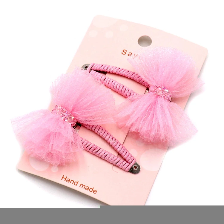 Beautiful decorative net mesh bow barrettes, bright colors sweet cute baby girls hair bow clips