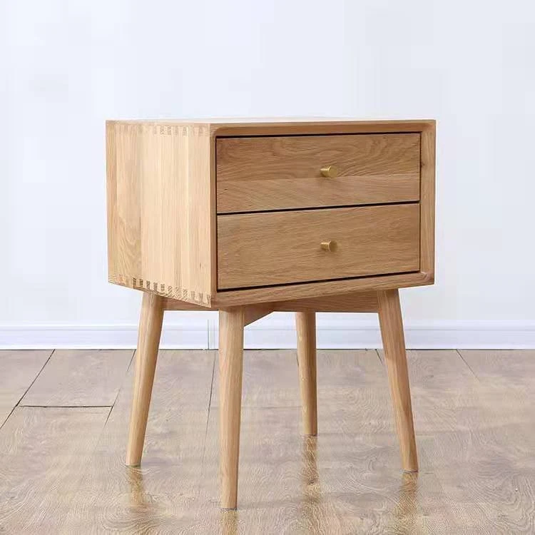 Bedroom furniture bedside table small cabinet solid wood two drawers