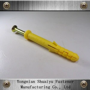 best quality good price m6 x 30mm yellow plastic wall plug expansion conical anchor with a carbon steel screw free sampls