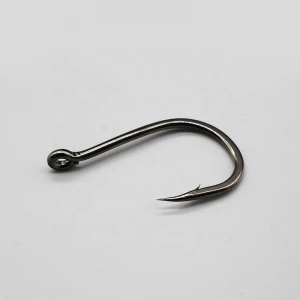 Black Color Carbon Steel Thick Fishhook Eyed Barbed Freshwater Fishing Hooks Tackle